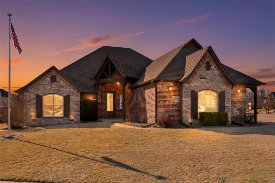 4-bed single family home in North Fork designed for effortless entertaining and everyday luxury. Set on a .41-acre corner lot in Bentonville, this custom-feel home welcomes with a brick entry, open living layout, and rich built-ins throughout. The primary suite is a private retreat featuring a 4-head walk-in shower, jetted tub, and a beautifully built-out closet. Entertain indoors or out with ease: the living area flows to a saltwater pool, covered patio with gas fireplace, full outdoor kitchen, and firepit. Surround sound wiring, water softener, whole-home filtration, new water heater, and pressure valve add peace of mind. A 3-car garage, outdoor shed, and irrigation system offer daily convenience. Zoned for Bentonville Schools and tucked into the established North Fork neighborhood, this home offers the space, upgrades, and lifestyle today’s buyers seek. Vacant—show via ShowingTime.