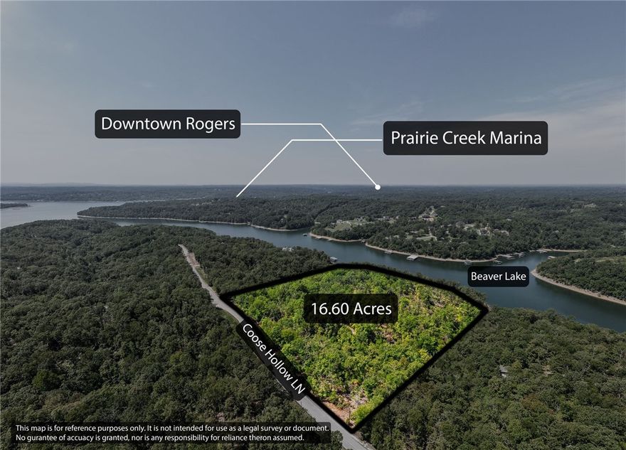 Introducing an exquisite opportunity on Coose Hollow Lane. This remarkable 16.60 acres is a nature lover's paradise offering both privacy and convenience .Downtown Rogers is just a short 20 minutes away with paved roads the entire way.  The lake views look down across Coose Hollow, allowing you to own a Beaver Lake lot featuring outstanding year-round views and several beautiful building sites...or you could sub-divide into 2 lots (if so desired) providing ample space for primary residences, carriage homes, and workshops, while offering spectacular views of Beaver Lake. Build your dream home and experience the beauty of Beaver Lake! Come have a look.