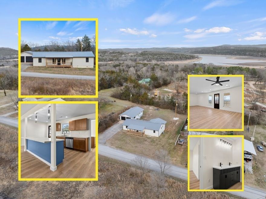 Step into this fully renovated 3-bedroom, 2-bath home located just minutes from Bull Shoals Lake. Redesigned with modern style throughout, it features LP Smart Siding, all-new HVAC, hot water heater, and appliances for dependable comfort and efficiency. The open floor concept creates a bright, welcoming main living area, while the split floor plan provides added privacy—including a large primary bedroom that serves as a comfortable retreat. A 2-car detached garage with an attached 24' x 24' shop space (1,143 sq ft total) offers excellent storage and workspace. Situated in the heart of Lead Hill, this move-in-ready property blends fresh, contemporary updates with convenient access to one of the area’s top outdoor destinations.