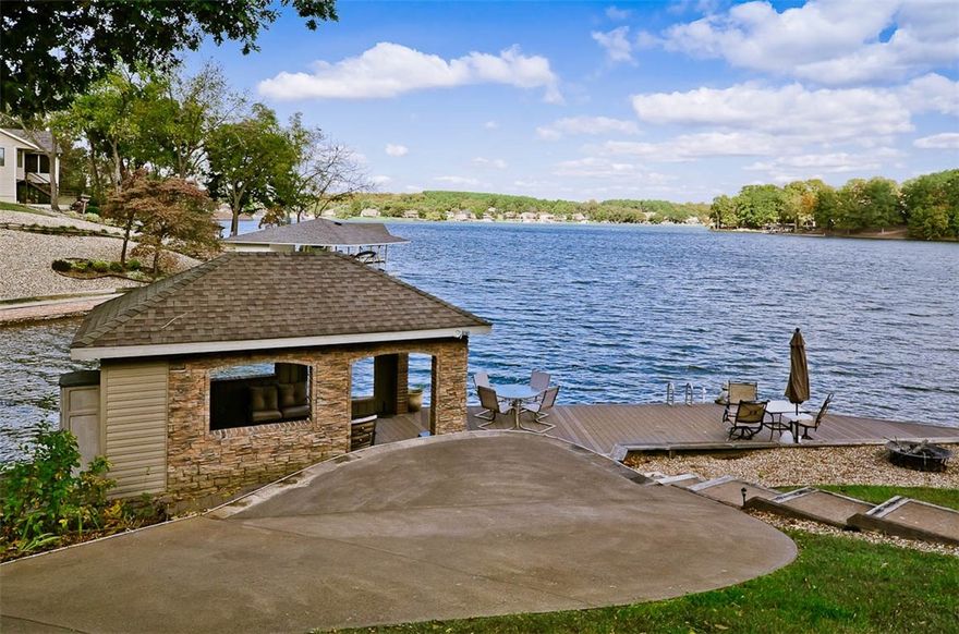 Dynamite LAKE VIEWS in this CUSTOM home by O.A.K.! Amenities include: crown moldings, recessed ceilings, HARDWOOD floors, Pella windows & gleaming GRANITE in the kitchen! Beautiful Ma Bedroom & bath w/ giant walk in closet.  Many rooms & SUNROOM  have full VIEW of LOCH LOMOND! Family room has theatre & game area as well as large wet bar.  Multipurpose room is also a bonus! The gentle walkway to the covered BOAT DOCK w/ lift & CABANA make lake life easy!  GEOTHERMAL heat system & in-ground sprinklers too.