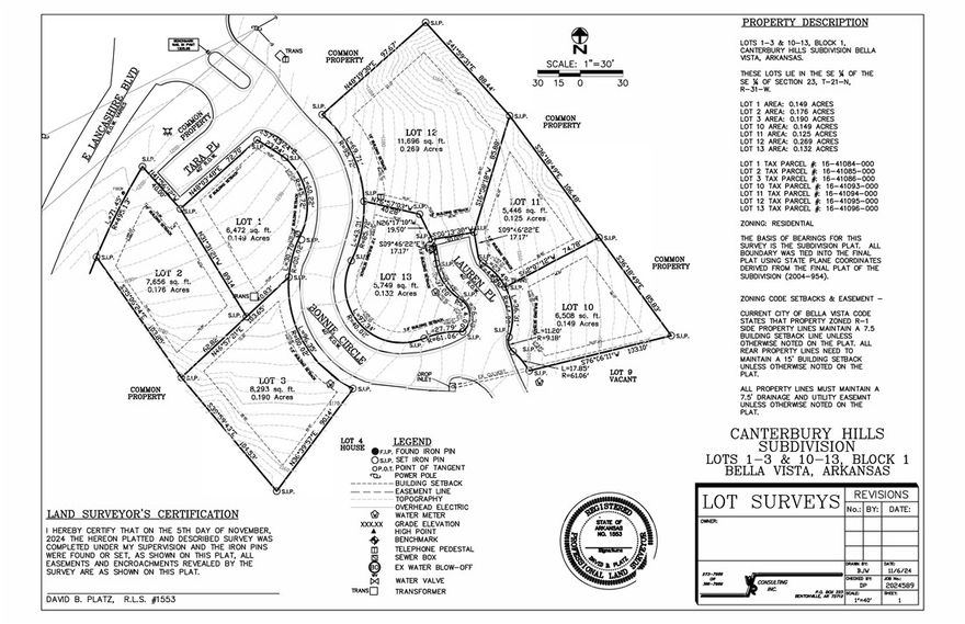 Sewer Lots: Rare opportunity to purchase seven adjacent lots on in Bella Vista. Located near Bella Vista Town Center with quick access to Interstate 49 for a short commute to Bentonville. Surrounded by land owned by Cooper Communities, the setting offers privacy and a natural backdrop. Sewer availability—rare for Bella Vista—provides added flexibility for larger homes with more bedrooms and bathrooms. Ideal for a builder planning spec homes or for someone looking to establish a private residential enclave.