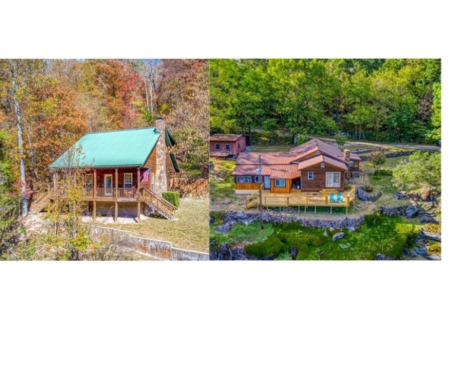 Two fully furnished very successful nightly rental cabins in the Ozark Mountains of beautiful Newton County Arkansas nestled in the Buffalo National River Region. One is a 1215 SF 2BR + Loft BR with 2 Full Bath on 5.16 acres on Spider Creek just 2 miles from Jasper. The other is a 1476 SF 3BR 2.5 Bath on 4 acres overlooking the Arkansas Grand Canyon just 9.5 miles from Jasper. In 2024, both cabins (combined) grossed $104,253 with after operating expenses netted (combined) $63,422. Both are located near the Ozark National Forest and the Buffalo National River. Property is just a short drive from Russellville, Harrison, and Fayetteville. This central location is convenient to the best swimming holes, hiking, canoeing, wildlife photography and fishing. Other nearby outdoor activities include horseback riding, mountaineering, caving, and scenic driving. Each cabin is listed individually also MLS# 1307357 and 1307355.