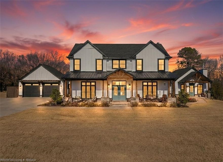 This 3,848 sq ft modern farmhouse sits on 11.3 beautiful acres just north of Alma. The home features 4 bedrooms, 3.5 baths, and exceptional attention to detail throughout. The kitchen includes custom cabinetry, expansive windows with a view, a large island, marble counters, and an Electrolux gas range with pot filler. You'll love the full chef’s pantry with floor-to-ceiling (10') built-ins and brick herringbone flooring.  Three interior fireplaces: hearth room, living room and master bedroom. The heated, saltwater pool allows for year-round swimming while taking in the property’s long-range views. The 1,200 sq ft guest house was built in 2020 and offers 3 bedrooms, 2 baths, covered parking, and storage areas with potential for additional square footage. Property features also include a gated entrance, two metal shop buildings (36x40 and 36x46), a greenhouse, chicken coop, small orchard, private well (fo cottage & orchard), 1-bedroom cottage, fenced pastures for livestock, and a pond. See attachments w/more info.