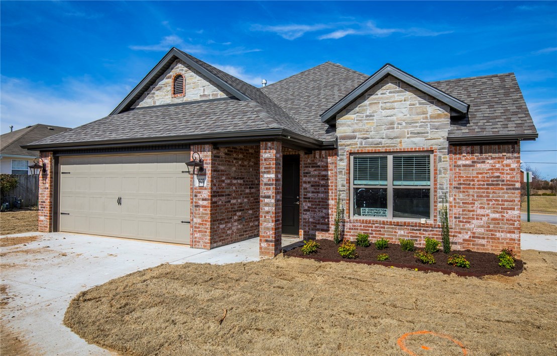 New Construction!!! 3 bedroom 2 bath home in Centerton just minutes from schools. Open floor plan, wood style ceramic tile thru main living area, carpet in bedrooms, stainless appliances, granite counters, 2 car garage, Refrigerator and lawn care included.