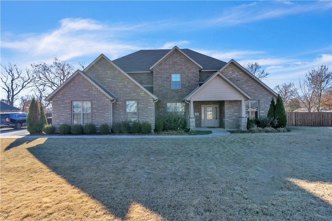 Welcome to Elmdale Lake Estates! This stunning and spacious home offers 4 bedrooms, an office, a large crafting room, and a versatile bonus room on the second level—ideal for kids or entertaining. The main level features a large mudroom with built-ins, an eat-in kitchen with granite countertops, pot filler, and a generously sized walk-in pantry. The primary suite impresses with a tiered ceiling, a luxurious bath with a walk-in shower, a soaking tub, and an expansive dressing room with ample closet space. Enjoy crown molding throughout, along with extra storage on both the first and second levels. Step outside to a large backyard complete with a newly stained 20'x17' deck and a privacy fence—perfect for relaxing or hosting gatherings. This home is truly a must-see!
