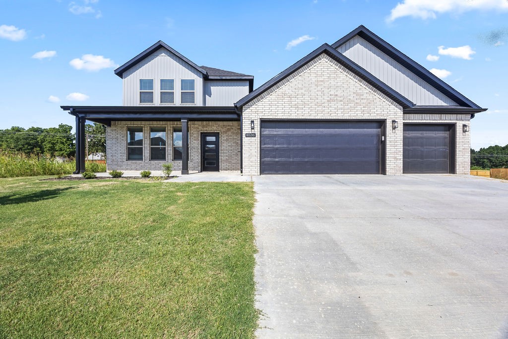 Welcome to Spring Creek Farms, located in the heart of Northwest Arkansas (Cave Springs/Elm Springs). There is something for everyone! A pool, playground & walking trails will be coming in phase 3. Shaw Elementary is just steps away. Enjoy pickleball, tennis, walking trails & more at nearby Shaw Park. This neighborhood has spacious lots with many backing up to green space. Call for more details & options available. This beautiful home is ready for a 30 day close! This two level, 4-bed, 2.5-bath layout designed with modern living in mind. Features include: 3 car garage, open floor plan, gas log fireplace, custom cabinets to the ceiling, gas range with vented hood, built-in microwave and beautiful quartz countertops. The primary suite features a large walk-in shower and a free standing tub for the ultimate spa-like experience. Upstairs you will find 3 spacious bedrooms and a full bath. A large back covered patio is complete with internet and gas hookups, ready to entertain. A preferred lender credit is available.