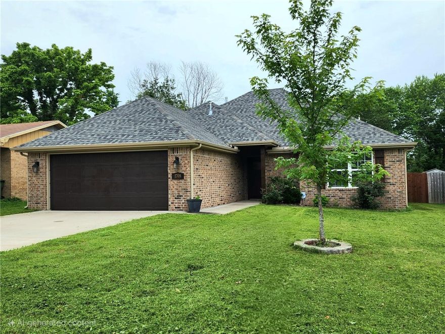 Beautifully maintained and move-in ready, this 3-bedroom, 2-bath home with a 2-car garage offers a spacious open and split floor plan designed for both comfortable living and effortless entertaining. The inviting living room features a cozy gas log fireplace and vaulted ceiling, while the kitchen is equipped with elegant granite countertops, gunmetal stainless appliances, a huge walk-in pantry, and a dedicated laundry area with a matching washer and dryer set that convey with acceptable offer. The primary suite boasts a generous walk-in closet. Step outside to a covered patio overlooking the expansive, fully fenced backyard—approximately 70x55—perfect for relaxing evenings, pets, or play. Nestled in a quiet, established neighborhood just minutes from downtown Rogers, you’ll enjoy quick access to trails, parks, shopping, dining, and everything NWA has to offer.