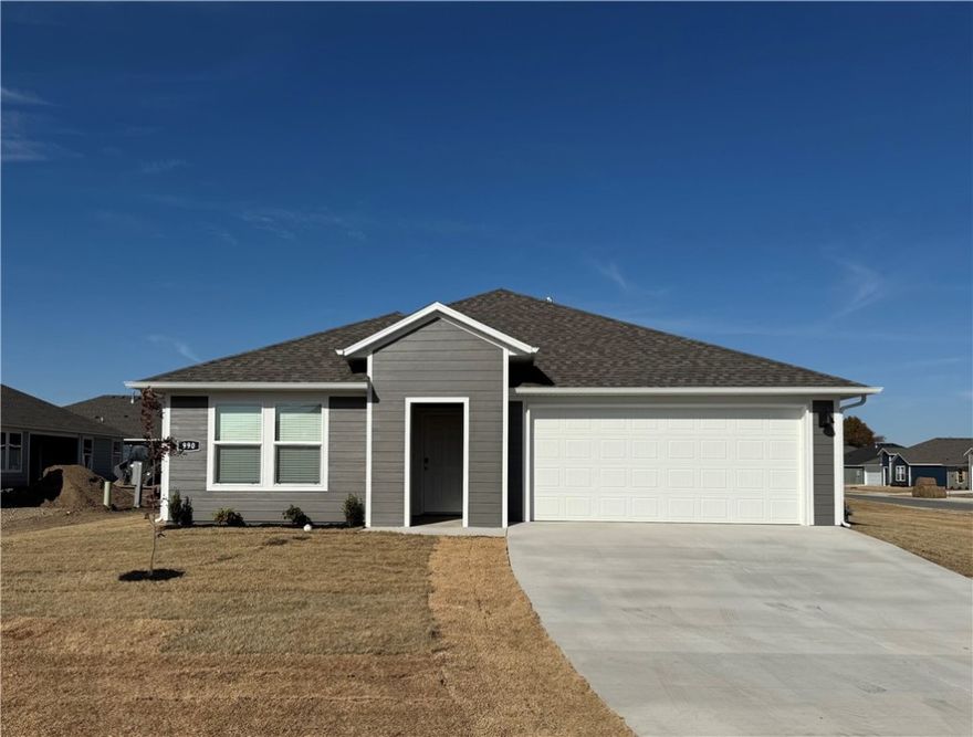 Sold before print! Lovely Lakeway plan in Selah Meadows, situated in the heart of Prairie Grove.  Each home in Selah Meadows is meticulously crafted with attention to detail, creating a space that feels both luxurious and welcoming.  From the moment you walk through the door, you'll be greeted by modern features and spacious layouts that cater to every lifestyle. Our homes boast premium finishes and thoughtful designs, ensuring that you'll be stepping inside your own personal oasis. The Lakeway plan includes a private office! These homes will be complete with LVP flooring throughout, wood shelving in all closets, pantry and utility room.  Kitchen will have granite counters, 36-inch cabinets, stainless steel appliances! Ceiling fan in Living room and Bedroom One.  Bedroom one bath will have granite kitchen counters, double sinks, and a walk-in shower. Home will have a Garage Door Opener, and a Landscape package. Home will have Beautiful 4 Sides Hardie Siding ®.