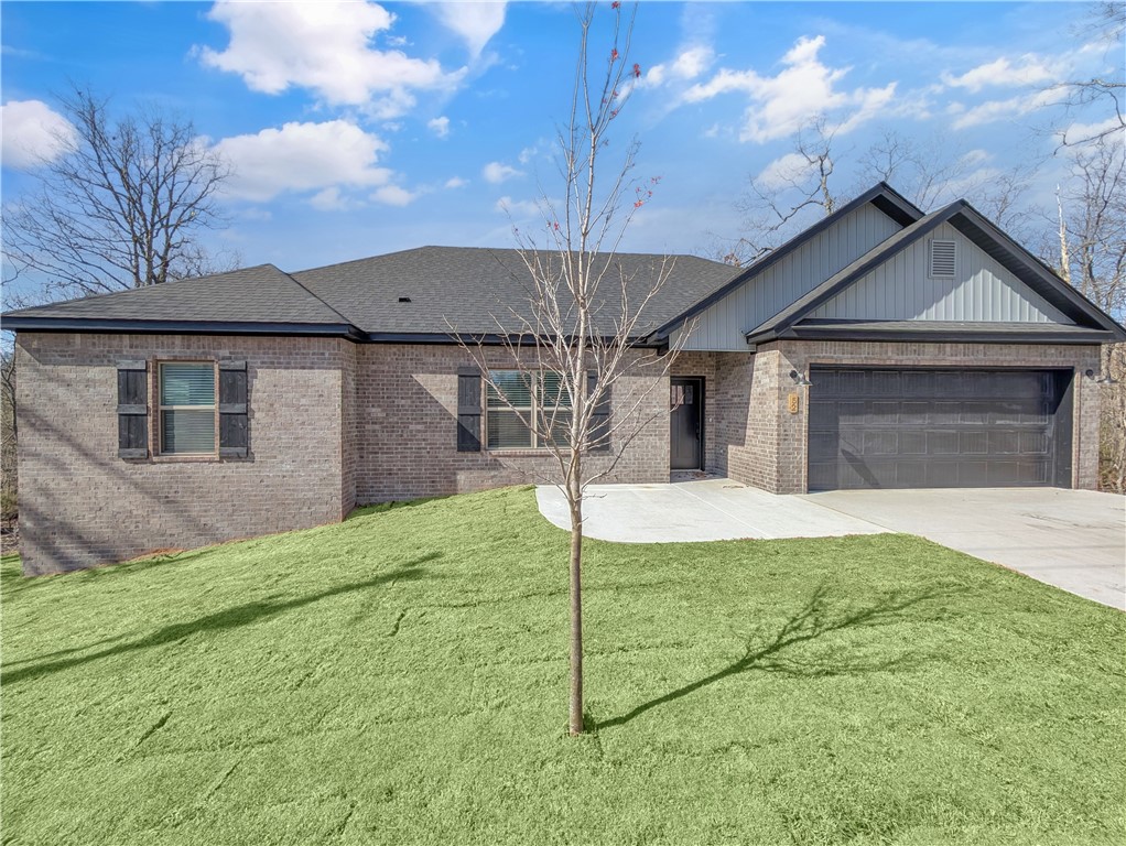 Welcome To Your Next Home! Great Location w/ Easy Access To The Village And I-49. Just Around The Corner From Park/Lake Access. Great Floorplan Offering A Spacious Open Living Area w/ Corner Fireplace, Easy Furniture Placement. 9 Ft Ceilings Throughout. Custom Cabinets w/ Granite Counters. Kitchen w/ Island Seating + Eat-in, Tile Backsplash, Pantry, UC Lighting. Primary Suite w/ Large Walk-in. Soaker Tub, Tile Shower, Dual Vanity In Primary Bath. 2 Secondary Beds w/ Full Hall Bath Also Featuring A Dual Vanity. Nice Covered Back Deck w/ Stairs Leading Down To The Yard. Yard w/ Have Sod. Just Underway So Still Time To Make Selections. ***Sample pics of previous build as example only and may contain upgrades. This homes finishout will vary.
