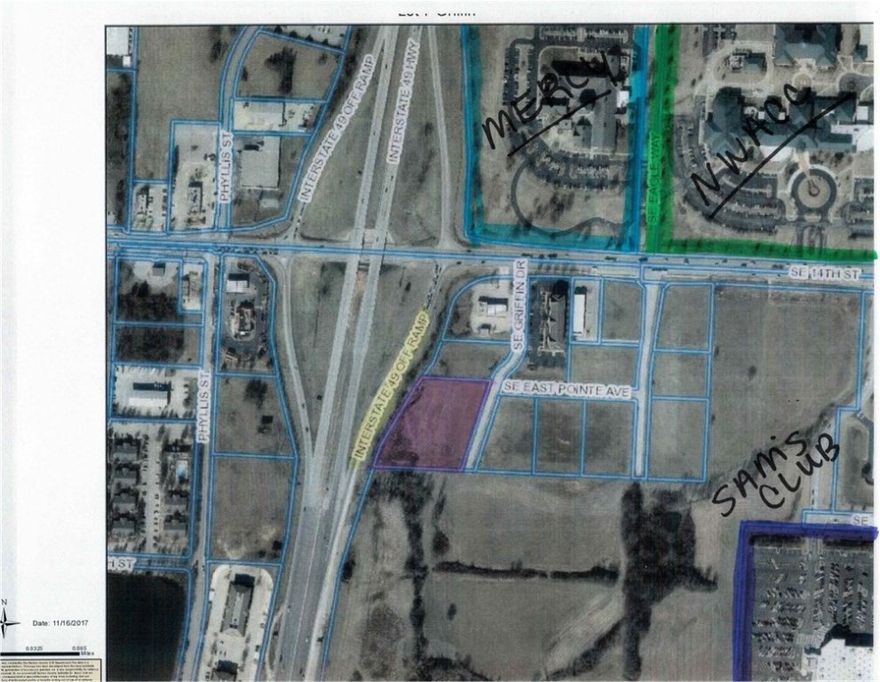 2.52 acres with frontage on 1-49, just off exit 86, developed area near Walmart ISD  and NWACC- northwest arkansas community college, Sam's club, mercy health center, within a quarter of a mile of proposed new Walmart & Sams Club  corp. headquarters and Campus. ALL utilities !!