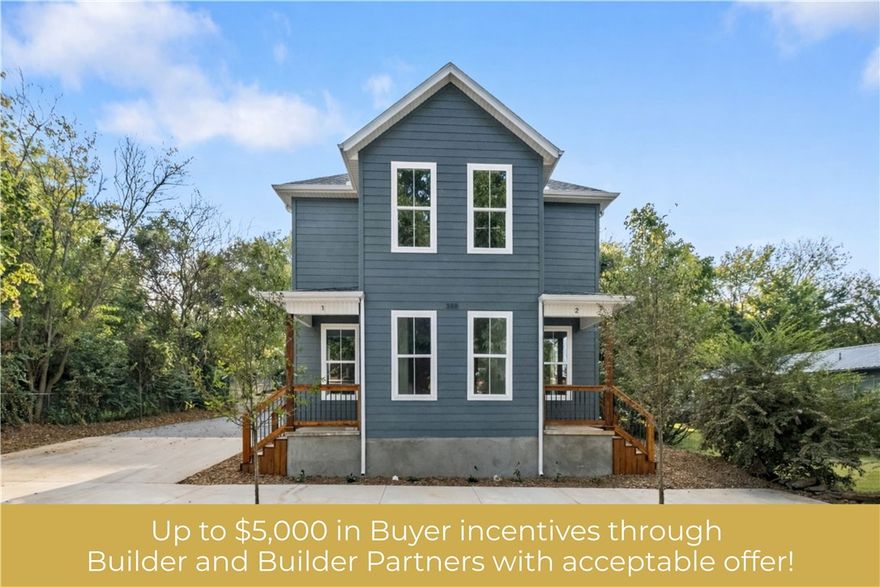 Up to $10,000 in concessions from the builder and builder partners with an acceptable offer and qualified buyer. Preferred lender options available upon request. Discover modern living in this brand-new townhouse located just off MLK in Fayetteville—perfectly positioned for convenience and accessibility. Each unit offers a smart layout with the living room, kitchen, dining area, half bath, and in-unit laundry all on the main floor, creating a seamless flow for daily life. Upstairs, two spacious bedrooms each feature their own private full bathroom, providing comfort and privacy for residents or guests. With its prime location and functional design, this townhouse is an excellent opportunity for both homeowners and investors alike.