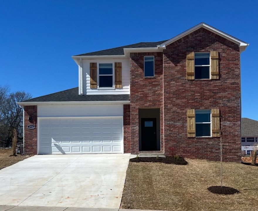 Notable Naples plan in Huber Place in Centerton, AR! Each home in Huber Place was meticulously crafted with attention to detail, creating a space that feels both luxurious and welcoming. From the moment you walk through the door, you'll be greeted by modern features and spacious layouts that cater to every lifestyle. Each home will feature a modern electric fireplace with a poplar mantle. There will be LVP flooring throughout the first floor with carpet on the stairs and upstairs. You’ll find a ceiling fan in all bedrooms and the living room! These homes will be complete with quartz kitchen counters, 42-inch cabinets, and stainless-steel appliances! Primary bath features quartz counters, double sinks, and a walk-in shower! The secondary bath will have a walk-in shower; third bath will have a tub/shower combo. The Naples plan includes a game room upstairs! Home will have a Garage Door Opener, landscape package, with Brick and Hardie® exterior per plan.