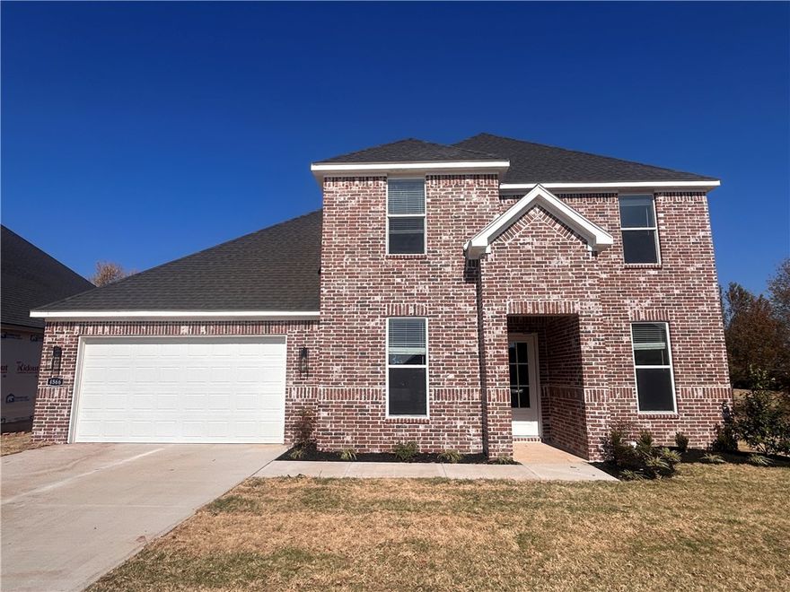 Marvelous Mabel Plan in Henderson Park, located in Fayetteville! The Mabel is 2 stories, with Bedroom One downstairs along with a secondary bedroom and a Study!  2 bedrooms and a Game room up!  These homes will be 4-sided Brick.  Flooring is Wood Laminate plank flooring and carpeting in the secondary bedrooms.    The Kitchen will have an oversized kitchen island, quartz countertops and 42-inch upper cabinets with top molding with an Upgraded Stainless steel appliance package. The Living room will have a Beautiful Gas Fireplace.  LED lighting throughout!  2-inch blinds throughout! Ceiling fans!  High efficiency air conditioner system with Programmable WI-FI thermostat! Tankless hot water heater! Bedroom one will have double sinks, oversized walk-in shower, and a SOAKING TUB!! Covered Patio! Gutters included!  Springdale Schools. Parcel and  Taxes TBD.