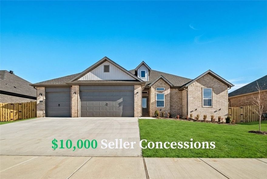 The Andrews Plan is a thoughtfully designed 4-bedroom, 2.5-bath split floor plan that maximizes both space and comfort. The open-concept kitchen and living area create a warm, inviting setting—perfect for everyday living and entertaining. The kitchen features custom cabinetry, granite countertops, and stainless steel appliances, offering both style and functionality. The primary suite serves as a private retreat, complete with a large tiled shower, double vanity sinks, and his-and-hers closets for added convenience. Enjoy outdoor living on the covered back patio, ideal for relaxing or hosting guests. Builder is offering $7500 towards closing costs. There are preferred lender incentives as well. Pictures are not of the actual house, but similar plan and finish. Taxes are based on land only.