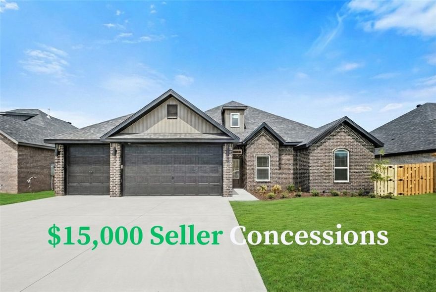 The Andrews Plan is a thoughtfully designed 4-bedroom, 2.5-bath split floor plan that maximizes both space and comfort. The open-concept kitchen and living area create a warm, inviting setting—perfect for everyday living and entertaining. The kitchen features custom cabinetry, granite countertops, and stainless steel appliances, offering both style and functionality. The primary suite serves as a private retreat, complete with a large tiled shower, double vanity sinks, and his-and-hers closets for added convenience. Enjoy outdoor living on the covered back patio, ideal for relaxing or hosting guests. Pictures are not of the actual house, but similar plan and finish. Taxes are based on land only. The builder is offering $15,000 towards closing costs or a rate buydown. Preferred lender incentives available.