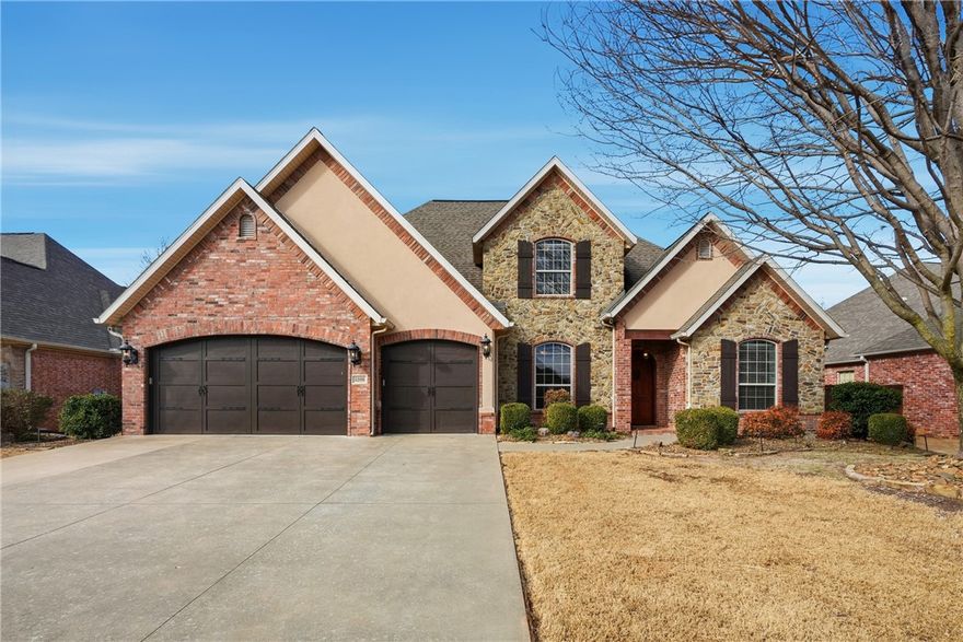 Meticulously maintained in desirable Lochmoor Club, this stunning 4 bedroom, 3.5 bath home offers exceptional craftsmanship and numerous amenities inside and out. From the real wood flooring, elegant crown molding, to thoughtfully designed spaces, all make this home perfect for everyday living and entertaining. The main level features the large owner's suite, a formal dining room and a kitchen boasting abundant custom cabinets. An office/study is located off the foyer featuring built-in shelves and a gorgeous coffered ceiling. Upstairs are 3 bedrooms, two connected with a Jack and Jill bath, another full bathroom, as well as a large media room with a projector perfect for movie nights. Outside is a private retreat featuring a heated in-ground pool, covered patio, and grill station with included pergola. Located within .75 miles to numerous schools and the Bentonville Community Center, this home is perfect for those looking for luxurious living space while being close to restaurants, shopping, and entertainment.