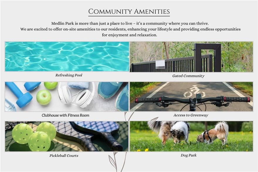 BOOK YOUR COMMUNITY TOUR TODAY!! The Magnolia is the three-bedroom floorplan at Medlin Park Condominiums. This expansive plan features a generous open-concept living area that seamlessly flows into a well-appointed kitchen, ideal for entertaining and everyday living.
The primary bedroom suite is a true retreat, offering privacy and relaxation, complete with a spacious walk-in closet and en-suite bathroom. The additional bedrooms are generously sized, providing flexibility for guests, a home office, or hobbies. 

Medlin Park offers exceptional on-site amenities: a clubhouse with café area, refreshing pool, dog park, scenic fishing pond, and pickleball courts. Ideally located in southeast Bentonville, with easy access from I-49, residents have direct access to the Greenway for walking & biking. Close to major employers like Northwest Medical and the new Walmart campus, as well as nearby attractions like Horsebarn Park, The Momentary, and downtown shopping and dining.