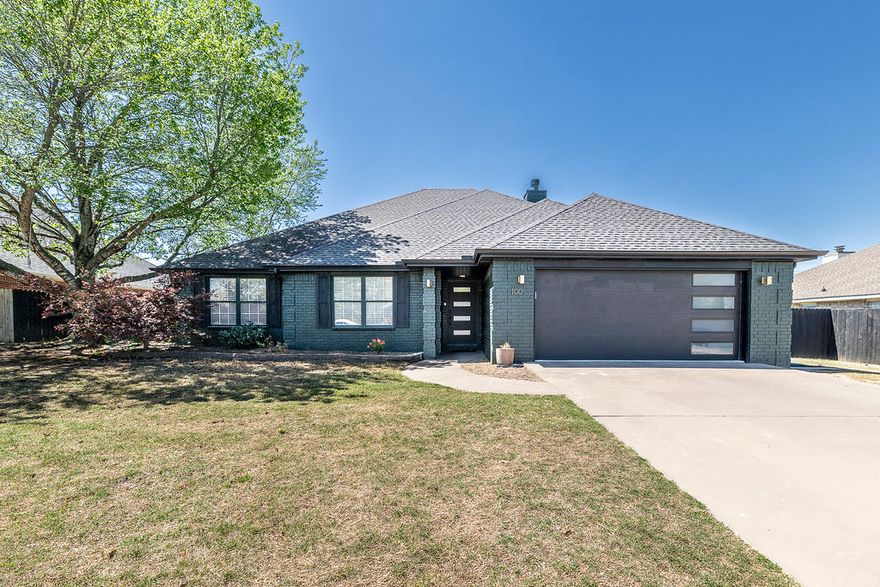 Welcome to your beautifully updated 4-bedroom, 2-bath home at 100 NW Apple Blossom, perfectly situated across from Elm Tree Elementary. This move-in-ready property features a spacious bonus room upstairs that could serve as a fourth bedroom or a large flex space or office, along with a large backyard ideal for relaxing or entertaining. Major updates include a new HVAC system and water heater (2021), plus a new garage door (2022). Inside, enjoy tile flooring throughout (2022), a fully tiled primary shower, updated fixtures, and fresh interior paint (2025) creating a clean, modern feel. Additional upgrades include a new front door and sliding glass door (2024), newly replaced and stained fence (2024), gutters (2025), and brand-new toilets and dishwasher (2025). Located just 0.5 miles from Coler Bike Preserve, 2 miles from Downtown Bentonville, and 3.8 miles from the new Walmart Home Office, this home offers convenience and accessibility.