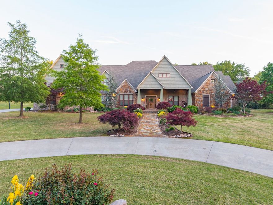 Custom built by Emily Rucker in 2014, this stunning estate is nestled on 2.2 acres & offers 5,734 sq ft of luxurious living space, complete with a rare 4-car garage. The home features 5 spacious bedrooms, 4.5 bathrooms, a private office, & walk-in closets with custom built-in dressers & shelving throughout. The chef’s kitchen is a true showstopper, featuring a built-in coffee bar, double refrigerators, a gas oven, granite countertops, & soft-close cabinetry. The home also boasts a cozy den with gas log fireplace, a theater room with AV closet, a safe room complete with a built-in gun safe, & an infrared sauna/exercise room off the master suite. Step outside to your own private paradise—featuring a sports pool, outdoor living area with full kitchen and refrigerator, fire pit, and a play set perfect for entertaining or relaxing year-round. This one-of-a-kind property offers both everyday comfort and exceptional spaces for entertaining- don't miss the opportunity to call it yours!