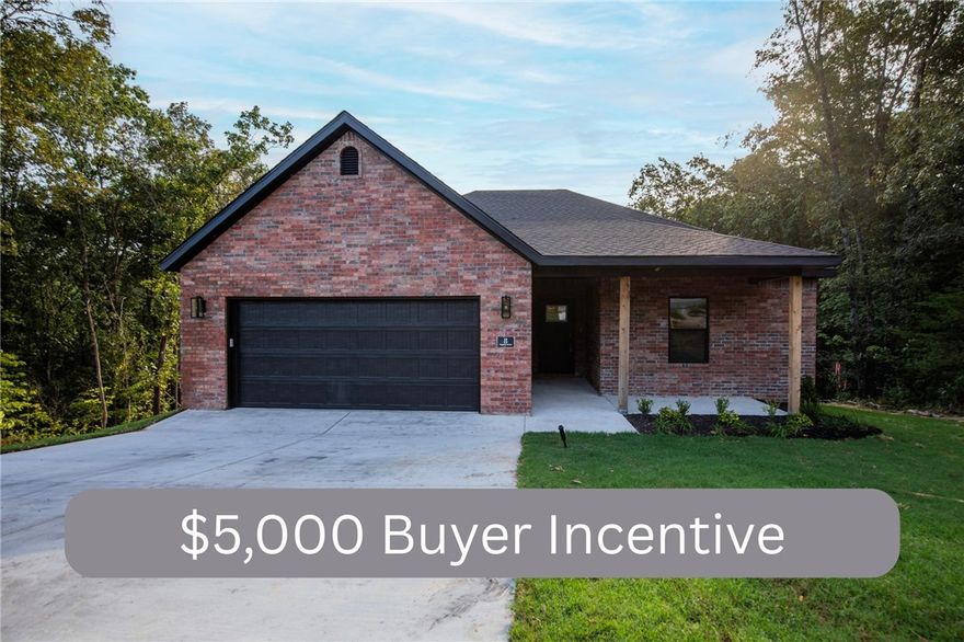 $5,000 Buyer Incentive! Come enjoy Bella Vista and all it has to offer, which includes Mountain Biking Trails, seven lakes, seven golf courses, miles of hiking trails and pools.  This house is located within a mile of The Back Forty and The Ledges Trails. Short drive to the Dogwood and Brittany Golf Courses.  Close proximity to Bentonville and Pea Ridge city limits. The home features an open floor plan with a large island in the kitchen, beautiful granite tops, luxury vinyl plank throughout the home, pantry, hot water recirculation system, covered back deck. Builder offers a TWO YEAR warranty. **All photos are of a previous home with same floor plan and finishes.**