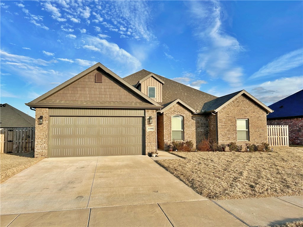 Attentional all Veterans! Assumable VA loan at 2021 rates! Gently lived in, almost new home! Located on the west side of Pea Ridge, less than 10 mins to I-49. This beautiful all brick home feels so much larger inside than it appears from outside. Large open concept living/kitchen area is great for entertaining & flows to covered patio w/fenced backyard. The spacious living room has large windows, wood beams, gas fireplace w/ wood mantel. Kitchen features a large island, granite counters, tile back splash, stainless-steel appliances & pantry. Huge primary bedroom suite is trimmed w/ crown molding & bathroom w/ dual sink vanity, 2 walk-in closets & large tile shower. With the split floor plan, the secondary bathroom & 3 bedrooms are on the opposite side of the house. Wood floors flow throughout the main living area w/ carpet in bedrooms & tile floors in wet areas. Energy efficient insulated garage doors & walls & Low E windows. Gutters on the exterior. POA includes neighborhood park w/ playground & basketball court.