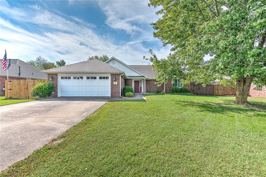 Welcome to this beautiful 4-bedroom, 2-bath home in the heart of Centerton! Designed for comfort and efficiency, this home boasts solar panels that keep electric bills around $15/month year round. The spacious, open living area features soaring ceilings and plantation shutters, creating a bright and inviting space. The kitchen offers granite countertops and plenty of space for cooking and entertaining. Key updates include a remodeled bathroom with stand up shower, new HVAC system, water heater, and garage door (2018), ensuring peace of mind for years to come. All solid surface, no carpet! Step outside to enjoy the 8-foot privacy fence with a new gate, a boat/RV pad, shed and a generator for added convenience. This property truly blends modern efficiency with thoughtful upgrades—all in a prime Centerton location close to schools, shopping, and dining.