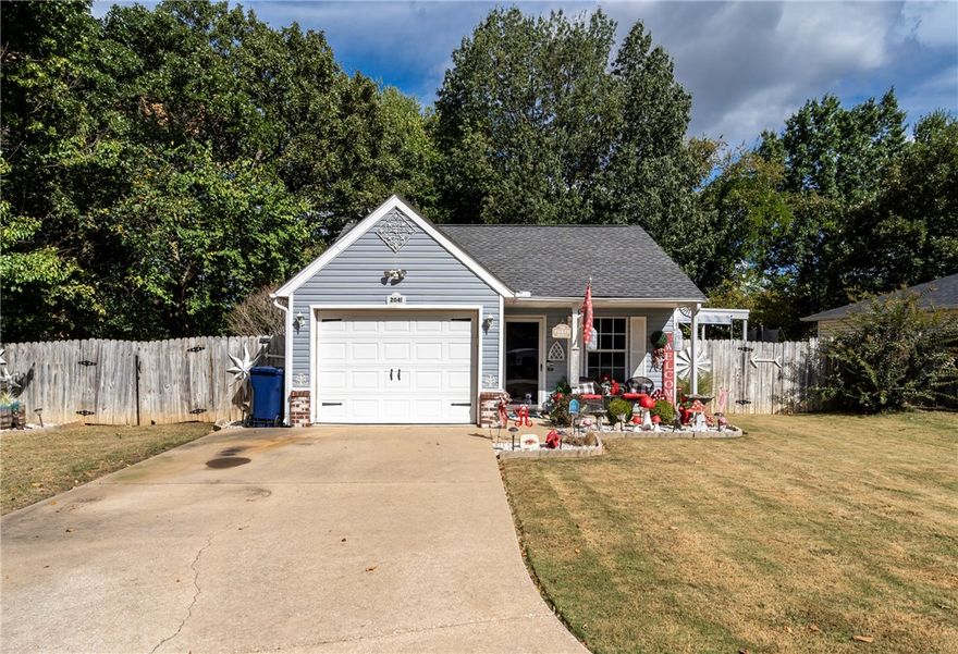 Cute & cozy 3 Bed 2 Bath on a large lot at the end of a cul-de-sac. Well taken care of one owner home. New hvac in 2022, new roof and added a covered patio in 2019. Has an open living & dining area, tall ceilings, blinds, covered porch & patio, shutters, large yard with a fire pit area, partial fence, gutters, landscaping & much more! Storage building conveys. This one won’t last long!