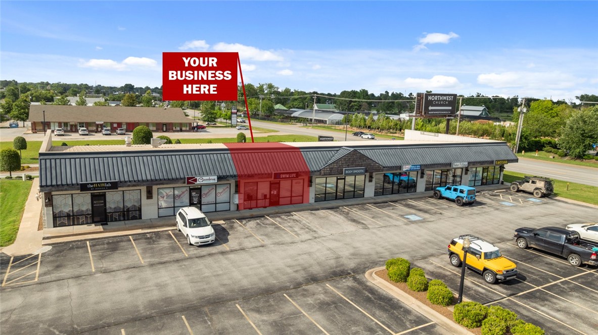 +/- 1,600 SF retail/office space ideally located just off S Walton Blvd in Bentonville. This space includes a spacious showroom floor or reception area with a counter, a private manager's office, another room that can be used as a second showroom, storage closet, utility closet, and a restroom, making it well-suited for a variety of retail or service-based businesses. The large storefront windows allow for abundant natural light, enhancing visibility and curb appeal. Positioned along S Walton Blvd, which see approx. 33,000 VPD, the property benefits from high traffic and excellent exposure. It is conveniently located less than one mile from 14th St and SE Walton Blvd/I St intersection, approx. 1.6 miles from the Walmart Supercenter, and just 1.7 miles from Walmart's new World HQ - making it a strategic location for attracting both local and commuter traffic.