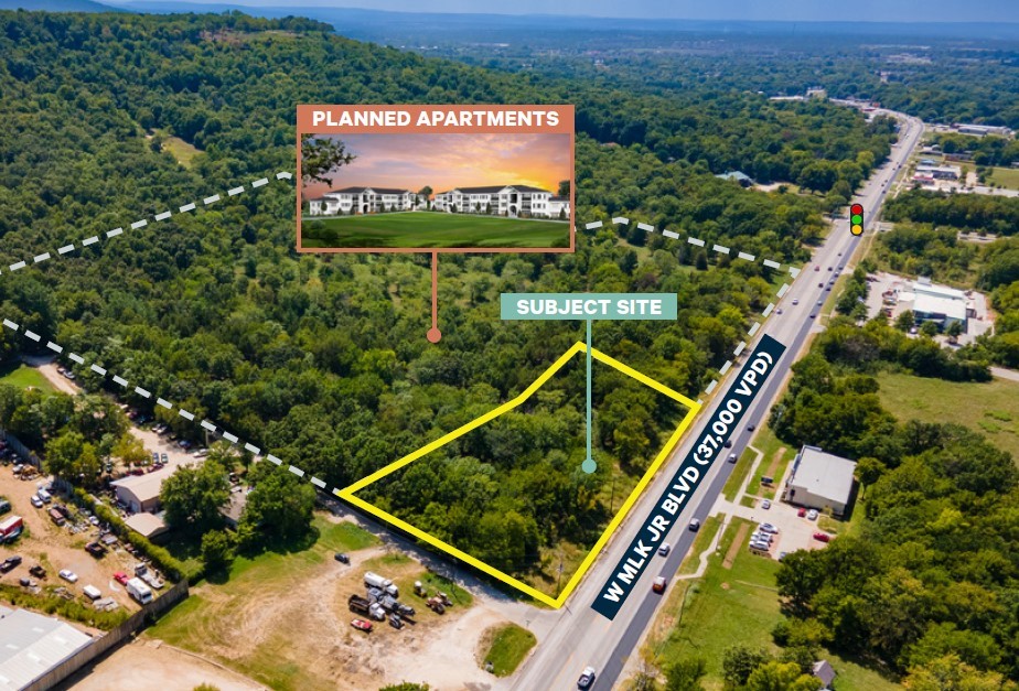 This ±1.14-acre commercial outlot presents a unique investment opportunity in Fayetteville's thriving market. Situated at the southwest corner of W. MLK Jr. Blvd and Hanshew Rd, it benefits from high visibility and traffic counts (37,000 VPD). The property is improved and ready for development, with utilities stubbed and shared detention already in place.