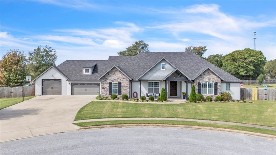 Stunning 5-bedroom, 4.5-bath home offering 3,300 sq ft of beautifully designed living space on 0.95 acres in a quite cul-de-sac. The gourmet kitchen features a new stainless steel gas range, built-in microwave, industrial built-in refrigerator, and walk-in pantry. The primary suite offers a large jetted tub and walk-in tile shower. A versatile bonus room provides extra living options. Enjoy the backyard oasis with a covered patio, heated saltwater pool, and hot tub—perfect for year-round entertaining. The three-car pull-through garage offers convenient access to Jim Brooks Rd. Thoughtful upgrades, luxury finishes, and spacious living make this home the perfect blend of comfort and style.