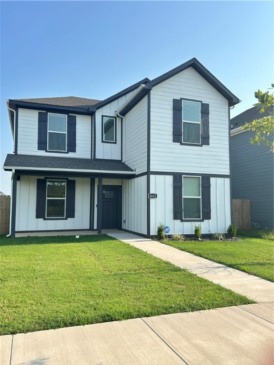 Gorgeous 4 bed/3.5 bath home in Fayetteville’s west-side community, The Element, situated on a premium lot overlooking the community pond. This spacious home features an open-concept layout with an island kitchen, quartz countertops, tile backsplash, stainless steel appliances including refrigerator, gas range, microwave, and dishwasher, plus a gigantic walk-in pantry. Enjoy a large living room with a modern wall-mounted fireplace and LVP flooring throughout the main areas. Primary suite on the main level, plus a second primary suite upstairs along with two additional bedrooms. Bathrooms include a walk-in shower and tub/shower combos. Exterior highlights include a covered patio, landscape package, and durable LP SmartSiding on all four sides. Full-size washer and dryer included. Beautiful setting, and an excellent west Fayetteville location.