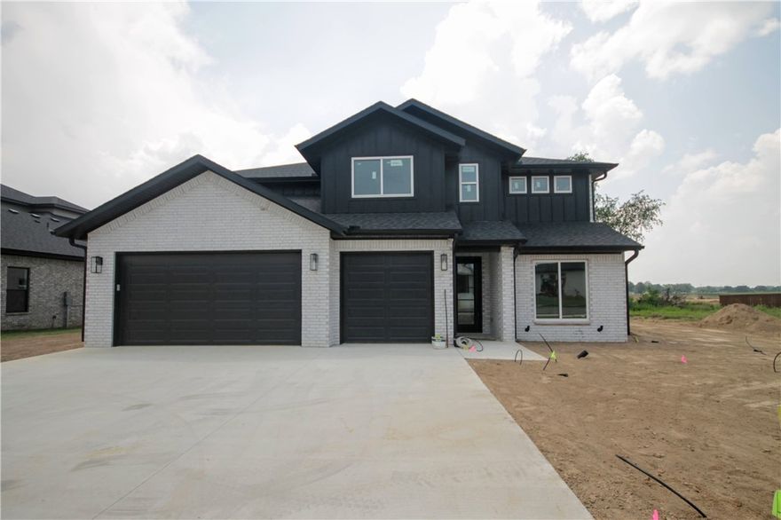 This stunning new construction home in the exclusive gated community of Scissortail is a must-see! Boasting a large open floor plan with luxurious LVP flooring throughout, this home offers a modern and spacious living experience. The large living room is filled with natural light and features custom beams, home audio, and a sleek linear fireplace. The open kitchen is perfect for entertaining, with cabinets reaching all the way to the ceiling, stainless steel appliances, double ovens, a gas cooktop, granite counters, and a convenient walk-in pantry. The spacious master bedroom is a peaceful retreat with a spa-like master bathroom featuring double sinks, a walk-in tile shower, a relaxing tub, and a generous walk-in closet. Additionally, there is a secondary bedroom or office on the main level and three bedrooms upstairs, along with a bonus room complete with a wet bar - perfect for hosting guests or spending time with loved ones.