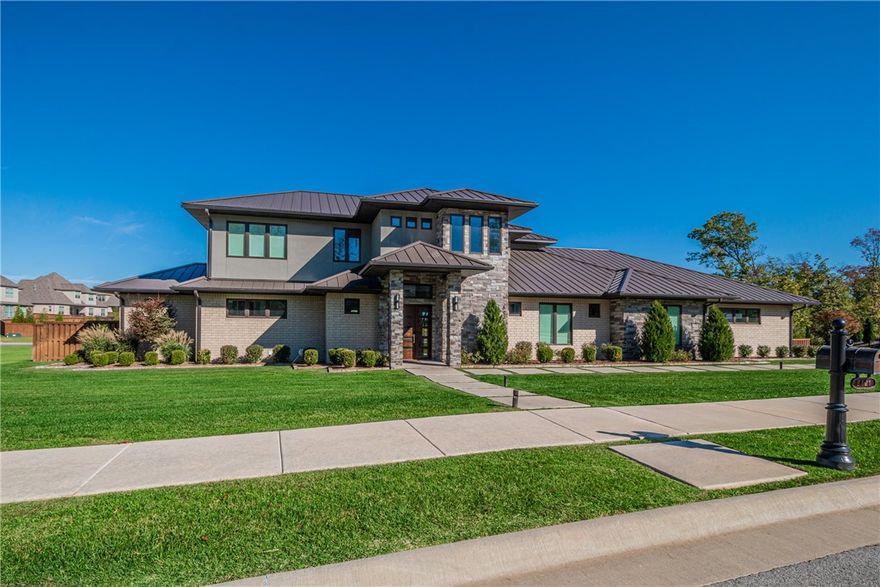 Nestled in the exclusive, gated Scissortail subdivision, this newly custom-built home brings luxury, modern taste to this prestigious neighborhood. Every design detail was thoughtfully considered in this stunning 4,510 square foot home. The mahogany front door leads to an open floor plan with large panoramic windows overlooking the beautifully manicured backyard. Designer custom lighting adds impeccable Contemporary style and design. Spanning two floors, the residence features four bedrooms, four and a half bathrooms, a study with custom glass industrial sliding doors, large exercise room, and lofted bonus room. The gourmet kitchen showcases quartz countertops, Sub-Zero and Wolf appliances, under counter beverage & wine refrigerators, a large island and open dining area. A wall of sliding glass doors lead to the outdoor oasis with covered sitting area, built-in grill and beverage refrigerator, lap pool, and a stone fire pit. Land next to home is common area.