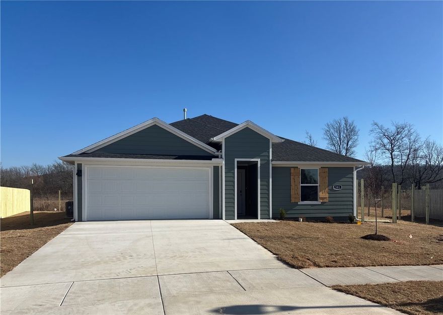 Charming Cali plan in Selah Meadows, our newest home community situated in the heart of Prairie Grove. Each home in Selah Meadows is meticulously crafted with attention to detail, creating a space that feels both luxurious and welcoming. From the moment you walk through the door, you'll be greeted by modern features and spacious layouts that cater to every lifestyle. Our homes boast premium finishes and thoughtful designs, ensuring that you'll be stepping inside your own personal oasis. These homes will be complete with LVP flooring throughout, wood shelving in all closets, pantry and utility room. Kitchen will have granite counters and stainless-steel appliances! Primary bath will have granite counters, double sinks, and a walk-in shower. Home will have a Garage Door Opener, and a Landscape package. Home will have Beautiful 4 Sides Hardie Siding ®.