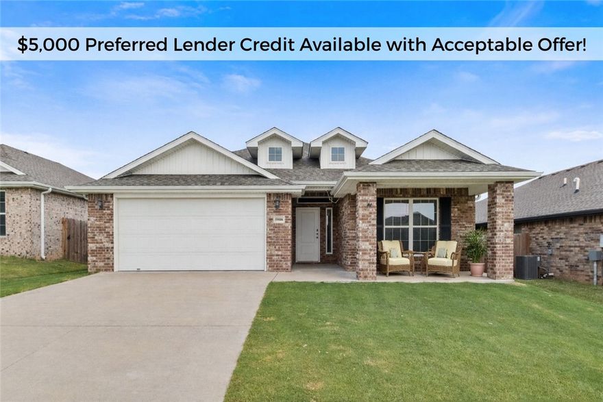 $5,000 Preferred Lender Credit Available! West-facing and beautifully maintained, this single-story four-bedroom, two-bath home offers the perfect blend of comfort and functionality. The open floor plan creates a natural flow between the living, dining, and kitchen areas, making the space ideal for both everyday living and hosting guests. The living room features convenient built-in floor outlets, while the kitchen showcases granite countertops and stylish finishes. Step outside to enjoy a backyard designed for relaxation, complete with a stamped concrete patio and pergola—perfect for quiet evenings or weekend gatherings. Situated on the edge of town, the location offers a peaceful setting while remaining close to shopping, dining, and daily conveniences. Residents also enjoy neighborhood amenities including separate dog parks for large and small dogs, adding to the sense of community and outdoor lifestyle.