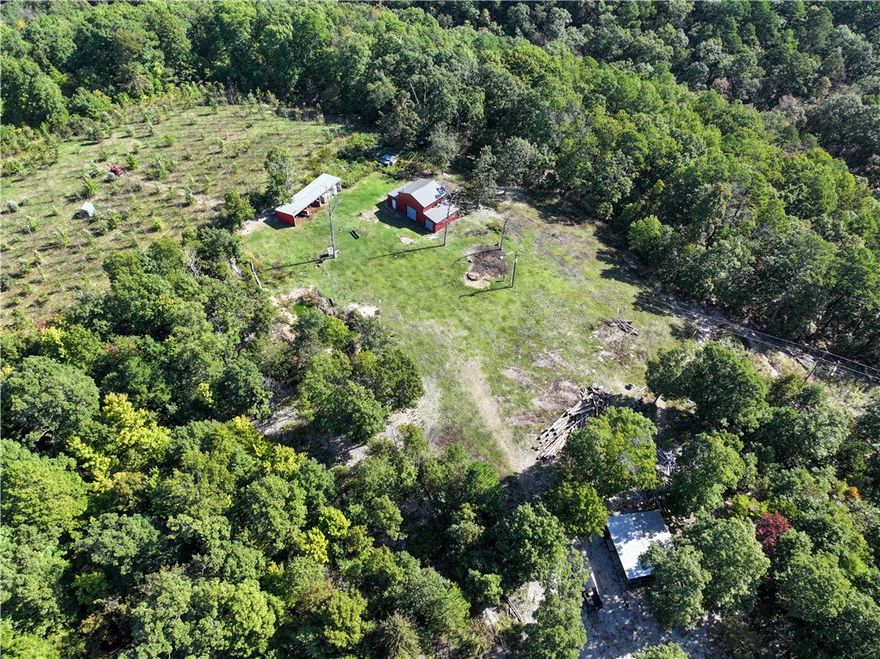 A rare opportunity to own over 30 acres of beautiful Ozark property, just under 6 miles from downtown Eureka Springs! Approx 10 open acres currently host animals and a productive Asian pear orchard (about 600 trees!) generating substantial annual income. The property includes a 1,200 sq. ft. shop with loft, electricity, and cold storage—perfect to use as-is or convert into a barndominium. Also featured: an 832 sq. ft. barn and a 1,248 sq. ft. carport for your farm equipment/toys. With power on-site (just add well and septic), this is a prime canvas for your hobby farm/homestead. Enjoy natural beauty, wildlife sightings, and the convenience of being close to town while having room to expand and grow.