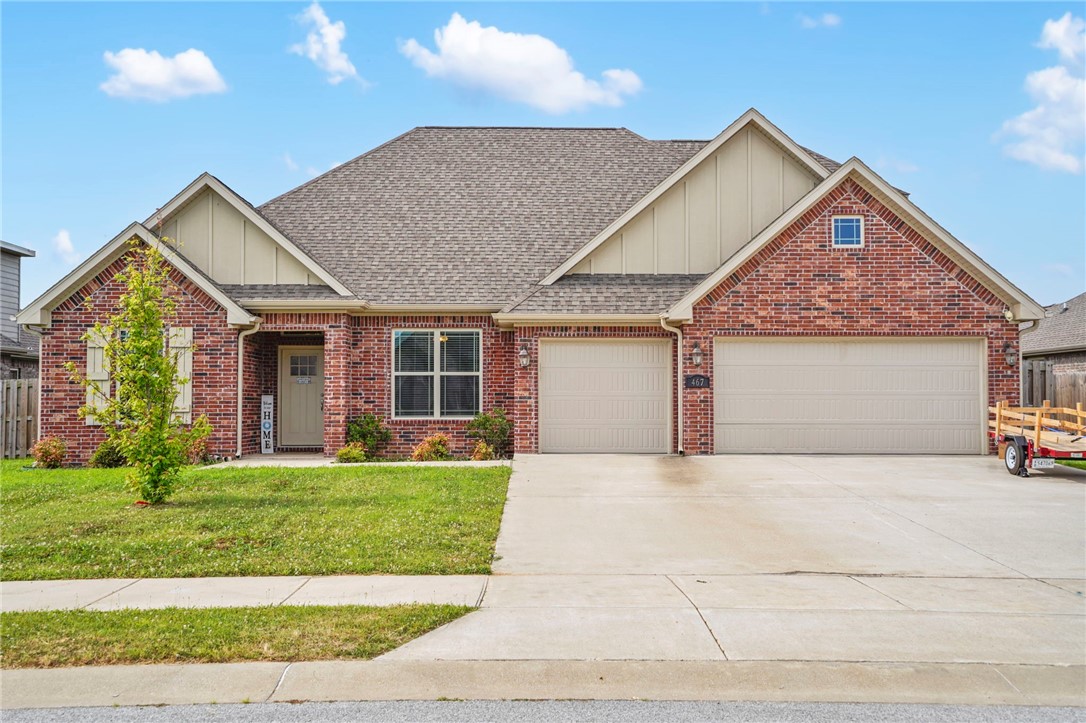 Spectacular home in desirable location and subdivision. walking distance from schools, 4 Bedrooms, 3 bathroom primary suite with his and her vanities, private office, large kitchen with abundance of cabinetry, awesome living room with fireplace and a great view of the backyard and covered patio, (privacy fenced)3 car garages, Located in the Westbrook neighborhood, you'll also love the community pool and pavilion, close proximity to Tontitown Park, and great school district! New Roof and Gutters scheduled to be done...