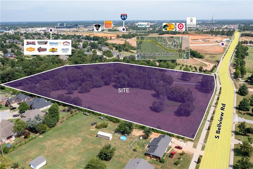 Excellent development opportunity in a rapidly growing area of Rogers and located adjacent to the Razorback Greenway Trail system.  Near the expansion of JB Hunt Drive estimated to be completed in May 2022 and just minutes away from the Walmart Amp, Pinnacle Hills Promenade, Top Golf, and other attractions, restaurants and shopping.