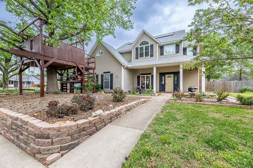 Beautifully updated 4BR/2.5BA home with recently appraised 2,467 sq ft and priced accordingly. Extensive major improvements throughout with sellers completing nearly every upgrade planned over the years. Recent updates include new roof (post-tornado), new windows, upgraded attic insulation, lighting and decking, new privacy fence, landscaping, garage loft, fiber optic line, PRV, and new sewer line from street to home. Electrical upgrades include new solar line, meter base conversion to 200 amp service, and added exterior runs. Energy efficient with 11.2 kW solar system. Outdoor living features rebuilt pool and patio (2022), 200’ French drain, soaker hoses, and water line to grape arbor. Kitchen appliances all under 3 years old including stove, dishwasher, refrigerator, and dual cook oven. Upstairs hall bath fully updated with tile, granite, fixtures, and shower. Custom front yard treehouse adds charm. Quarterly pest control and routine HVAC/plumbing maintenance in place. Move-in ready in prime Rogers location.