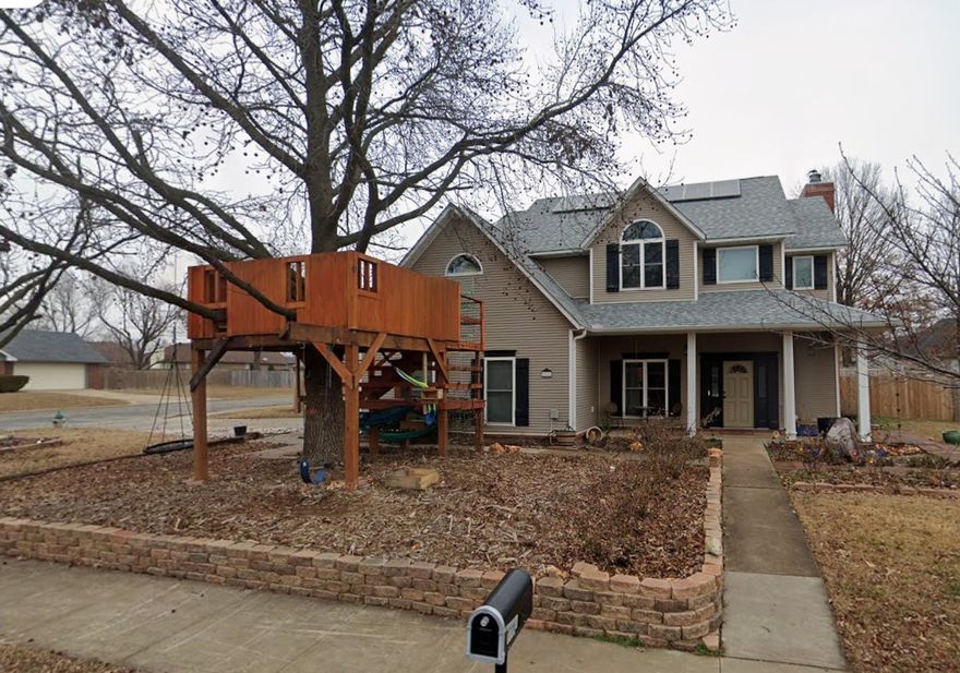 Beautifully updated 4BR/2.5BA home with recently appraised 2,467 sq ft and priced accordingly. Extensive major improvements throughout with sellers completing nearly every upgrade planned over the years. Recent updates include new roof (post-tornado), new windows, upgraded attic insulation, lighting and decking, new privacy fence, landscaping, garage loft, fiber optic line, PRV, and new sewer line from street to home. Electrical upgrades include new solar line, meter base conversion to 200 amp service, and added exterior runs. Energy efficient with 11.2 kW solar system. Outdoor living features rebuilt pool and patio (2022), 200’ French drain, soaker hoses, and water line to grape arbor. Kitchen appliances all under 3 years old including stove, dishwasher, refrigerator, and dual cook oven. Upstairs hall bath fully updated with tile, granite, fixtures, and shower. Custom front yard treehouse adds charm. Quarterly pest control and routine HVAC/plumbing maintenance in place. Move-in ready in prime Rogers location.