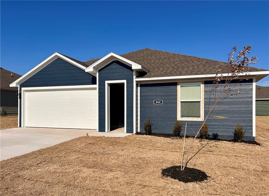 Beautiful Bryant plan in Selah Meadows, our newest home community situated in the heart of Prairie Grove.  Each home in Selah Meadows is meticulously crafted with attention to detail, creating a space that feels both luxurious and welcoming.  From the moment you walk through the door, you'll be greeted by modern features and spacious layouts that cater to every lifestyle. Our homes boast premium finishes and thoughtful designs, ensuring that you'll be stepping inside your own personal oasis. These homes will be complete with LVP flooring throughout, wood shelving in all closets, pantry and utility room.  Kitchen will have granite counters, 36-inch cabinets, stainless steel appliances! Ceiling fan in Living room and Bedroom One.  Bedroom one bath will have granite kitchen counters, double sinks, and a walk-in shower. Home will have a Garage Door Opener, and a Landscape package. Home will have Beautiful 4 Sides Hardie Siding®.
