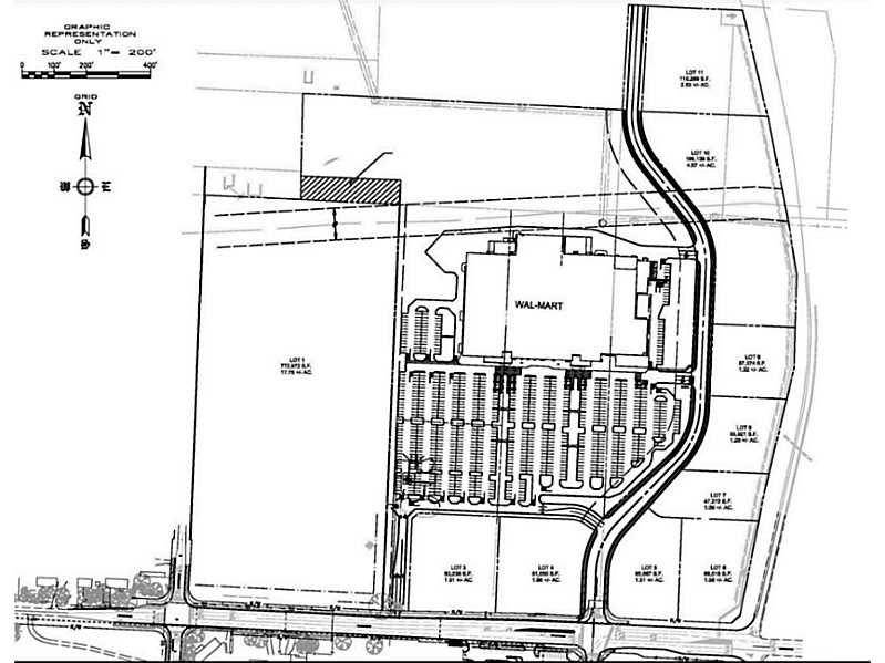 New subdivision with Wal-Mart Supercenter as an anchor. Easy access and great view from I540 with 5 lane road. Zoned C5 with all utilities available. Covenants in place and some restrictions may apply. See agent.