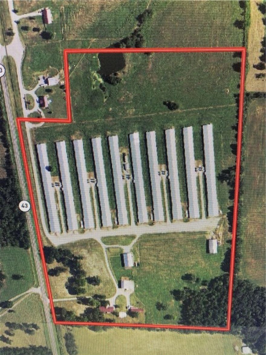 Another Highly Profitable broiler farm consisting of ten 500X43 houses built in 2002. Sitting on 35.63 acres with multiple outbuildings. Two dwellings on the property. An 1152 square foot mobile home and a 2199 square foot home sit on the property. Paved road access.