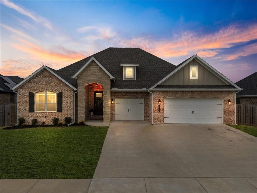 The wait is over! Your magazine worthy dream home in South Pointe Subdivision has arrived. Built in 2023, this stunning all brick home offers 4 beds, 2 baths, and a spacious 3 car garage. Step inside and prepare to be captivated by this single level beauty designed for those with an eye for style. The open concept flows effortlessly and is enhanced by upgraded hardware and designer lighting throughout, along with wood beams gorgeous built ins, crown molding, and vaulted ceilings in the front bedroom. The primary suite is a true retreat featuring a layout with direct access from the closet to the laundry room. Outdoors you will find a generous covered patio overlooking a  .22 acre lot that is perfect for morning coffee, evening gatherings, and everything in between. Enjoy access to a neighborhood pool, pavilion, and playground. New Roof and gutters in 2025! Open House Sun 2-4pm!