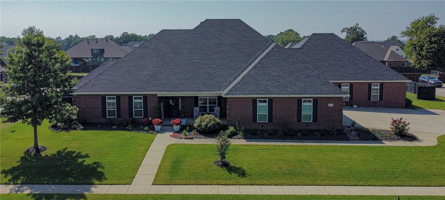 Immaculate, custom built, one level home in desirable ridgewood subdivision. great floor plan includes open living room-kitchen-dining area, 4 large bedrooms, tons of storage, mother-in-law quarters that could be a great media or game room. unbelievable energy efficiency w insulated walls throughout for sound proofing and hvac w 4 units and 4 thermostats(see attached 12 mo.s of utility bills.  huge 450 sq ft covered  patio and 18x36 heated pool. storage galore with huge closets, extra coat closets, floored attic, multiple pantries. Lots of custom cabinetry in kitchen, laundry, baths, study, and family room. tiled shower in primary suite has 2 shower heads, bench and soap shelves. over 80 can lights combine w lots of windows throughout, all with wood casements and transom windows, many of which open.  fema rated safe room attached to primary closet. oversized 3car garage has plenty of room for large vehicles and workbench, plus a stairway up to the floored attic.