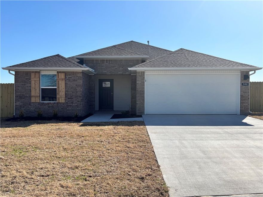 Delightful Denton Plan in Rolling Meadows, in Pea Ridge, Arkansas! Each home in Rolling Meadows is meticulously crafted with attention to detail, creating a space that feels both luxurious and welcoming. From the moment you walk through the door, you'll be greeted by modern features and spacious a layout that caters to every lifestyle. Our homes boast premium finishes and thoughtful designs, ensuring that you'll be stepping inside your own personal oasis. These homes will be complete with LVP flooring throughout (two-story plans will have carpet on stairs and upstairs) and wood shelving in all closets, pantry, and utility room. The kitchen will have quartz kitchen counters, 36-inch cabinets, and stainless-steel appliances with a Gas Range! The primary bath will feature quartz countertops, double sinks, and a walk-in shower. Each home comes with 4-sided brick with Hardie ® fascia per plan. Home will have a Garage Door Opener. Taxes and Parcel TBD.