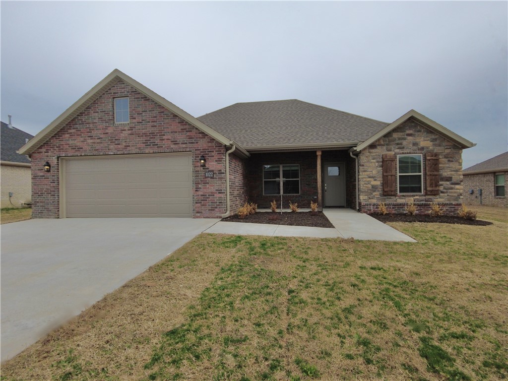 You'll love this beautiful three bedroom home in Hickory Meadows in Tontitown. The very popular Brichwood plan features an open floor plan and a flex space that is ideal for a formal dining, home office, piano, formal living or a number of other uses that meet your individual needs and lifestyle. The owner's retreat is spacious and boasts a large walk-in closet, shower, and whirlpool tub. You'll appreciate a full host of amenities including blinds, granite counters, custom cabinets, stainless appliances, wood flooring, upscale trim and crown molding, a cozy fireplace, gutters, and fenced back yard. Additonally, you'll also love the fantastic resort style community pool, pavilion, and playground! Just a few minutes from Tyson World Headquarters, in a coveted school district, and convenient to all things NWA, this home really leaves nothing to be desired! Currently tenant occuupied. Will be available for showings after 5/24/24.