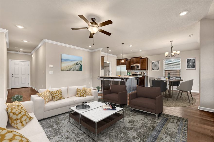 Community living at its finest in the heart of Farmington!
This stunning 2023 all-brick home is ideally located near the Farmington Sports Complex and the Walmart Neighborhood Market, and near a local elementary school. Enjoy a bright, open layout perfect for everyday living and entertaining. The inviting living area features a brick fireplace with gas logs, and the kitchen showcases elegant granite countertops and quality finishes. The spacious primary suite includes enhanced lighting, an ensuite bath, and a walk-in closet. Additional highlights include a tankless water heater, faux wood blinds, gutters, and a roomy two-car garage with a 24’ bay, large enough for a standard boat. The fully fenced backyard offers a concrete patio with an outdoor fan, ideal for relaxing or entertaining. Tech lovers will appreciate the On-Q panel providing structured wiring for a centralized smart-home hub. Enjoy comfort, style, and convenience in this move-in-ready Farmington gem!