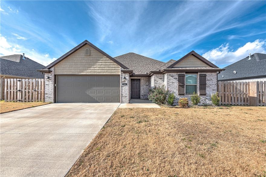 Community living at its finest in the heart of Farmington!
This stunning 2023 all-brick home is ideally located near the Farmington Sports Complex and the Walmart Neighborhood Market, and near a local elementary school. Enjoy a bright, open layout perfect for everyday living and entertaining. The inviting living area features a brick fireplace with gas logs, and the kitchen showcases elegant granite countertops and quality finishes. The spacious primary suite includes enhanced lighting, an ensuite bath, and a walk-in closet. Additional highlights include a tankless water heater, faux wood blinds, gutters, and a roomy two-car garage with a 24’ bay, large enough for a standard boat. The fully fenced backyard offers a concrete patio with an outdoor fan, ideal for relaxing or entertaining. Tech lovers will appreciate the On-Q panel providing structured wiring for a centralized smart-home hub. Enjoy comfort, style, and convenience in this move-in-ready Farmington gem!