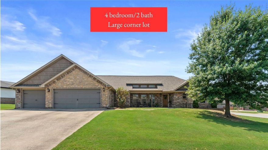 Welcome to Bear Road! *VA ASSUMABLE LOAN AT 2.79%*  This subdivision is well established with large lots and a peaceful community. Your new home has a split floor plan with 4 bedrooms/2 bath and an open design. The living area has ample natural light with 3 large windows overlooking the back porch. Plenty of counter space and a walk-in pantry. The primary bedroom has NO carpet and a spacious bathroom that has recently been remodeled. When you step on the back deck, you'll find the pool and a space for a hot tub. The home is already wired for a hot tub! The garage offers some special features as well, an oversized space large enough to store your boat, create a work shop, or for storage. The 3rd bay has a sink and is setup to be heated and cooled in the 3rd bay. Doors are insulated. This home is 8 minutes to XNA and 10 minutes to the Bentonville Community Center. Come make 6300 SW Bear your home!